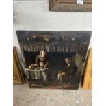 Victorian School, Interior scene depicting an elderly couple residing by a Fireplace and table,