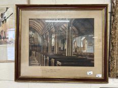 G.Baird study of the interior of St Michael at Thorne Bur Street Norwich, bombed during the Second