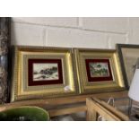 Pair of gilt framed coloured prints