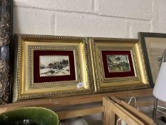 Pair of gilt framed coloured prints