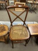 Cane seated and bent wood dining chair