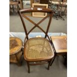 Cane seated and bent wood dining chair