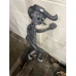 Sheet metal figure of a boy, originally from the snails ride, Great Yarmouth