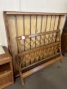 King size bed frame with lattice detailed ends and slatted centre