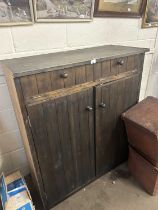 Dark stained pine side cabinet