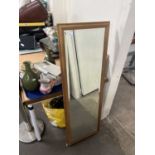 Modern rectangular pine framed mirror