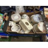 Box of various assorted tea wares, Donegal Pottery cottage and other items