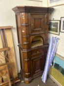 20th Century continental style narrow side cabinet with central recess