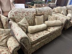 Floral upholstered three seater sofa