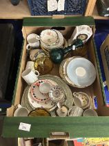 One box of various mixed ceramics, glass wares etc