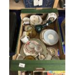 One box of various mixed ceramics, glass wares etc