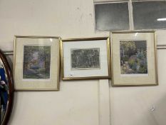 Group of three coloured prints to include Marylebone Gardens, London and two modern prints by Andrew