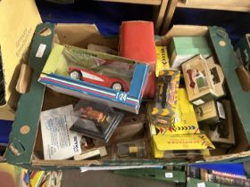 Box of various assorted toy vehicles