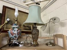 Group of three various table lamps