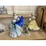 Group of four Royal Doulton and other figurines