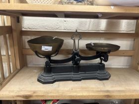 Vintage brass and iron kitchen scales