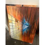 Two modern abstract oil on canvas studies, unframed