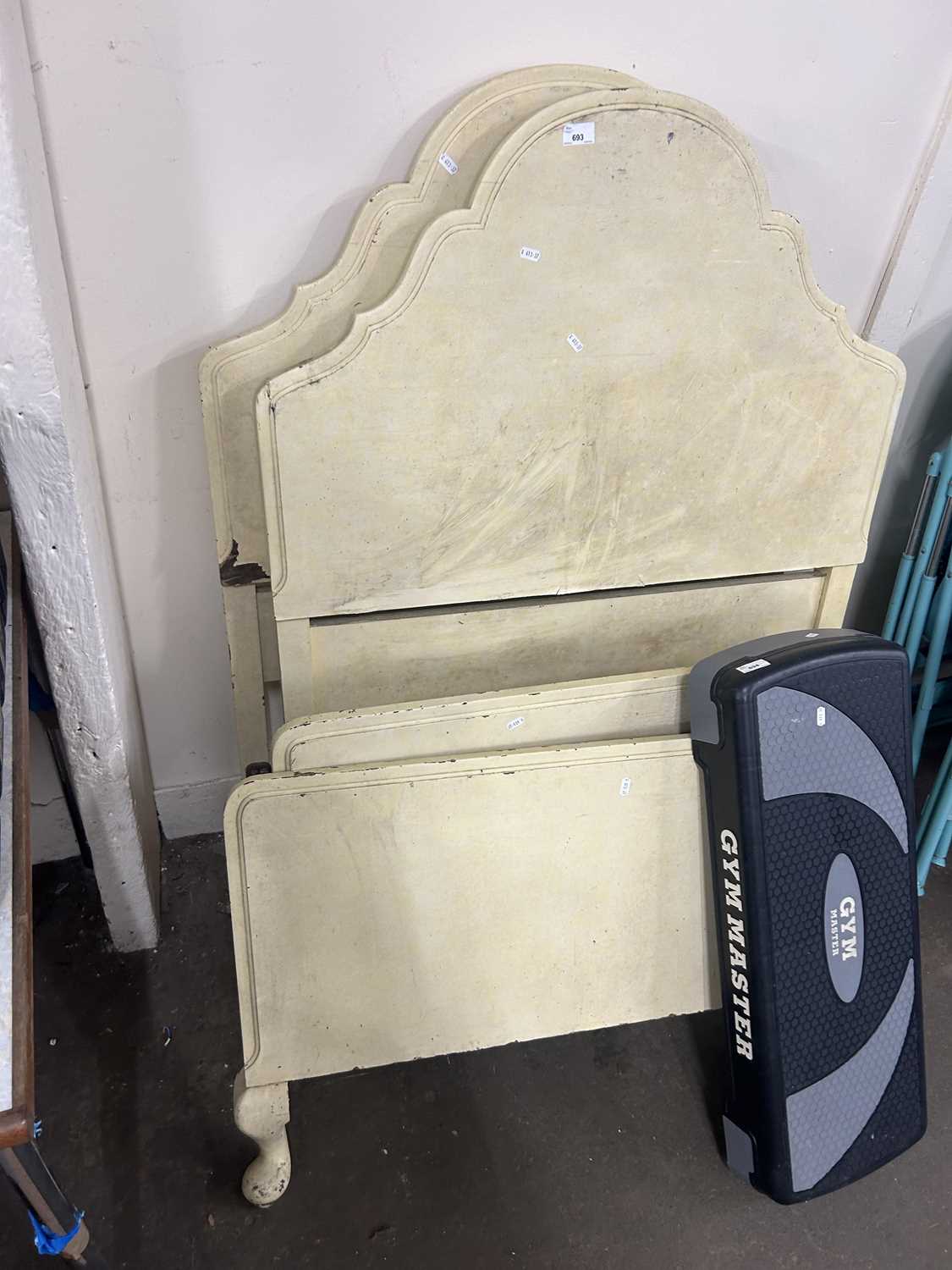 Two pairs of painted cream single bed ends