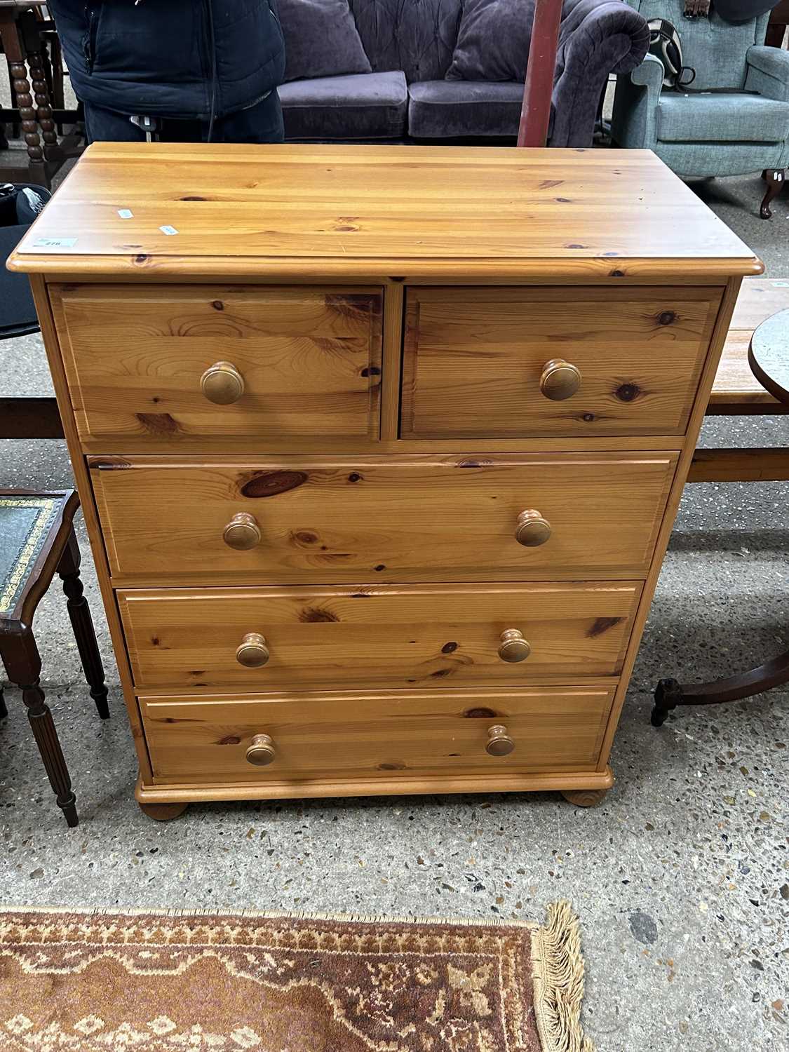 Modern pine five drawer bedroom chest