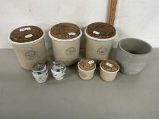 A group lot of kitchen storage jars