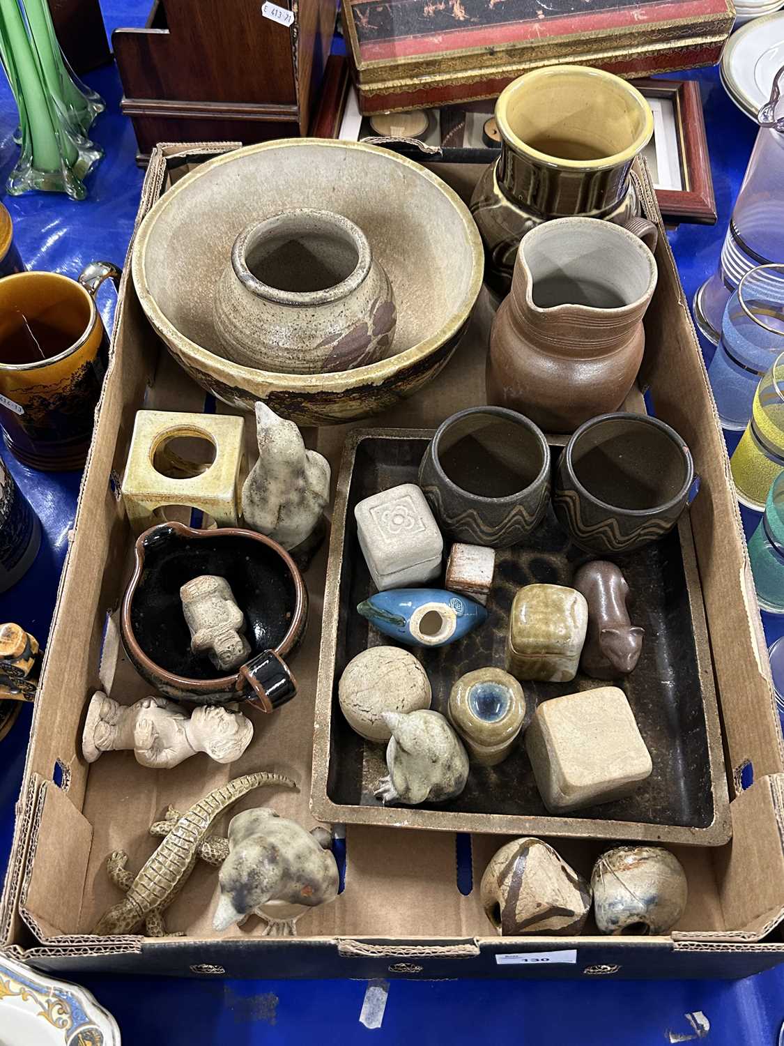 Box of various assorted Studio Pottery vases, ornaments and other items