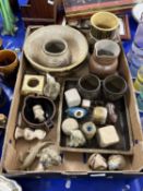 Box of various assorted Studio Pottery vases, ornaments and other items