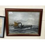 C.John, study of Lowestoft trawler Present Friends, oil on board, framed and glazed