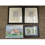 Mixed Lot: Comprising John Coney studies of monuments in Wells Cathedral together with framed