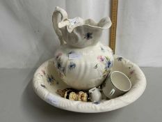 Wash bowl and jug plus other assorted items
