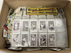 Box of various assorted cigarette cards