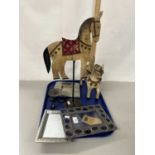 Tray of mixed items to include model horses, photograph frames etc