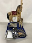 Tray of mixed items to include model horses, photograph frames etc