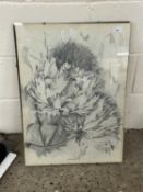 Framed study of artichoke flowers