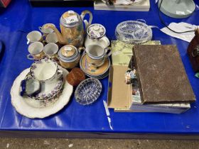 Mixed Lot: Japanese tea set, Royal Doulton violet pattern cup and saucer and other assorted items