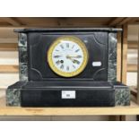 Late 19th Century French black slate and marble cased mantel clock