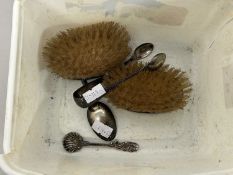 Mixed Lot: Silver backed dressing table brushes and various cutlery