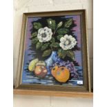 Modern tapestry picture of fruit and flowers