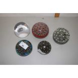 Collection of five various paperweights to include Murano