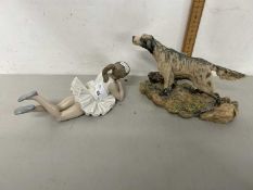 A Nao model of a ballerina together with a Border Fine Arts model of a dog (2)