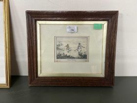 Henry Thomas Alken (1785-1851), "Grouse Shooting", hand coloured engraving, 1820, 10x13cm, framed