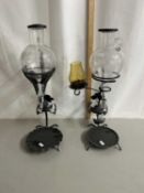 Two metal framed and glass wine dispensers