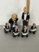 Group of composition waiter figures