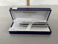 A boxed Waterman fountain pen and ballpoint pen