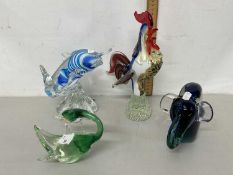 Group of four various Art Glass animals