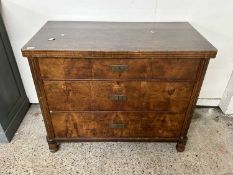 19th Century continental walnut veneered three drawer chest