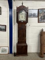 19th Century mahogany long cased clock with painted dial and thirty hour movement