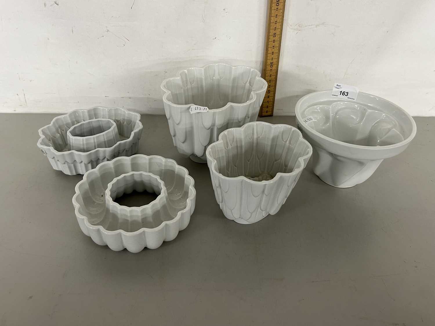 Collection of various ceramic jelly moulds