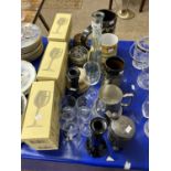 Mixed Lot: Various tankards, glass wares etc