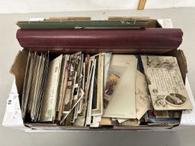 Box of various assorted postcards and other items