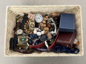 Basket of various assorted costume jewellery